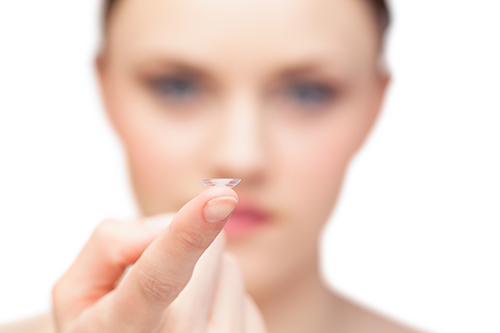 Woman with Eye Contact Lenses for Eyecare