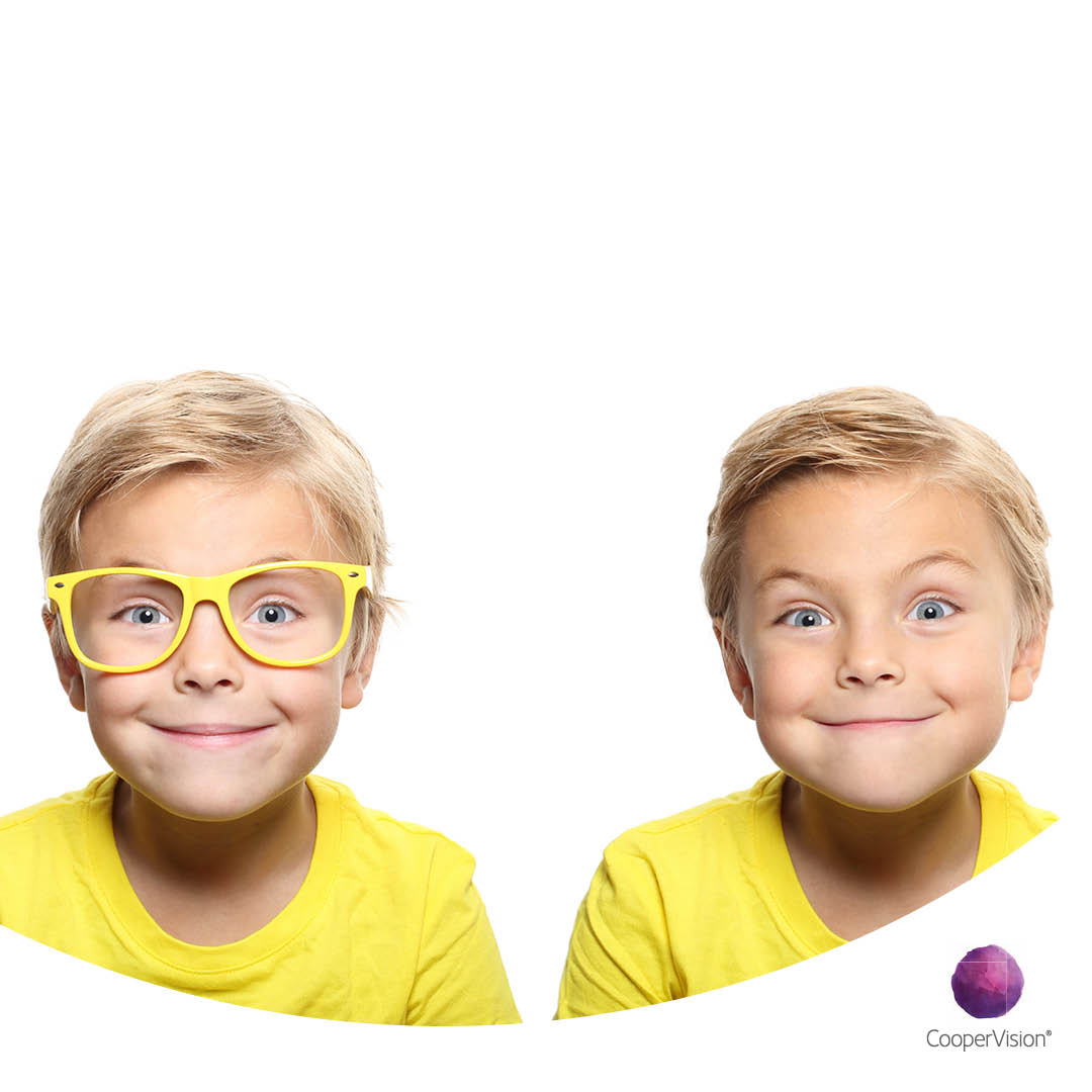 Boy wearing glasses and not Boy wearing glasses and not