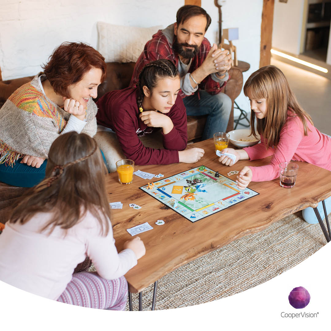 Family Playing Board Games - Myopia Treatment Important