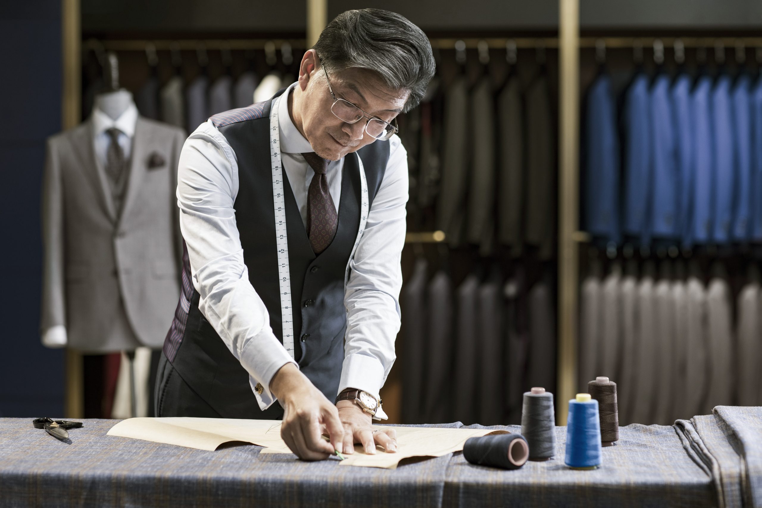 Confident fashion designer working Beijing,China