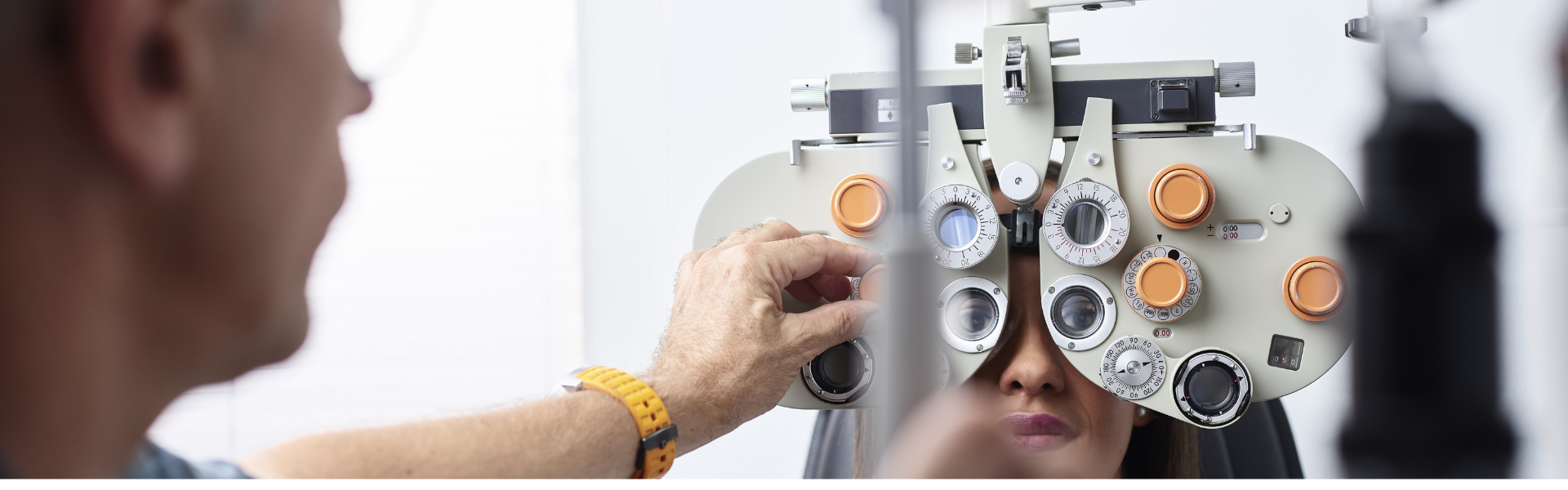 Woman getting an eye exam
